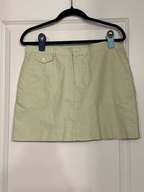 Ralph Lauren Blue Label Green and Pink Striped Cotton Mini Skirt Size 10